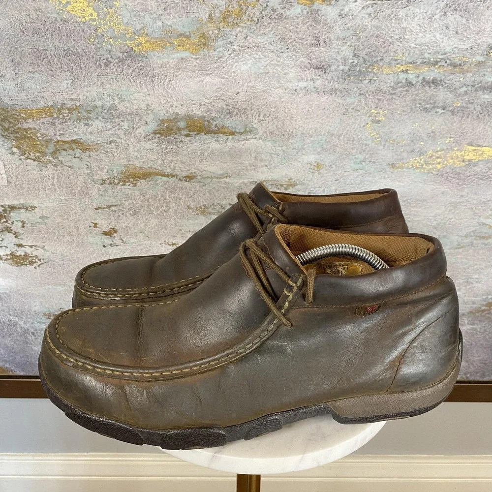 Twisted X Chukka Boots Mens Size 11.5 M Brown Leather Steel Toe Slip Resistant